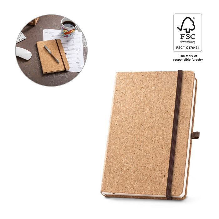  Carnet de notes A5 en liège avec pages blanches en matériau certi