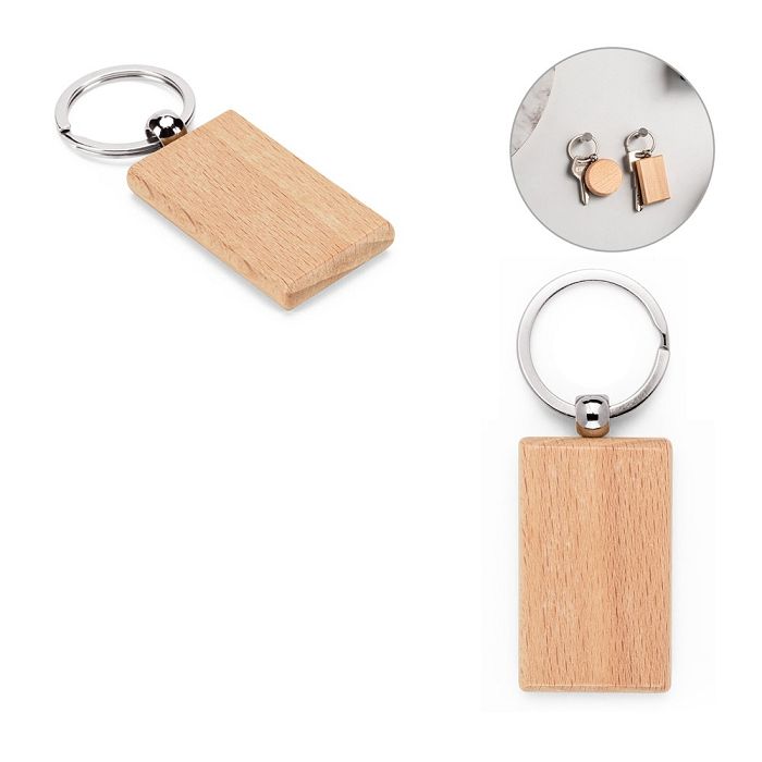  Porte-clés rectangulaire en bois de hêtre