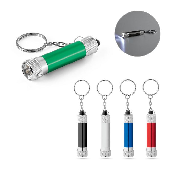  Porte-clés en aluminium (92 % recyclé) avec lampe de poche LED à 