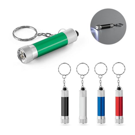  Porte-clés en aluminium (92 % recyclé) avec lampe de poche LED à 