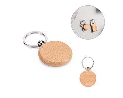 Porte-clés rond en bois de hêtre