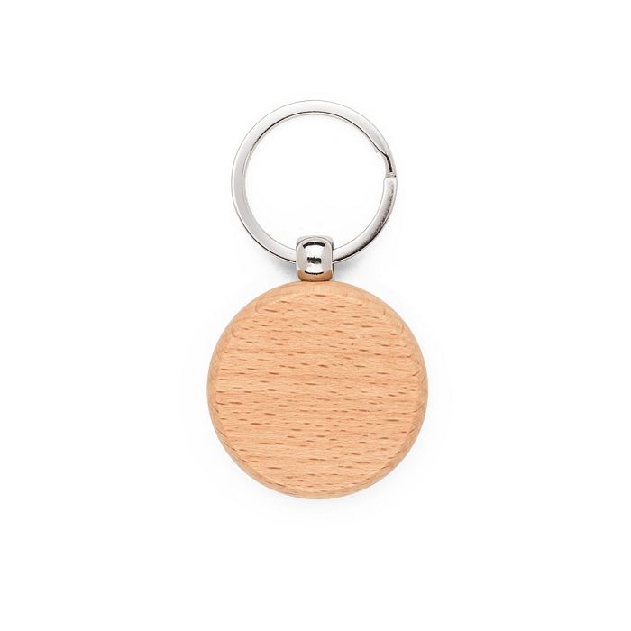  Porte-clés rond en bois de hêtre