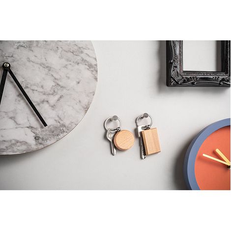  Porte-clés rond en bois de hêtre