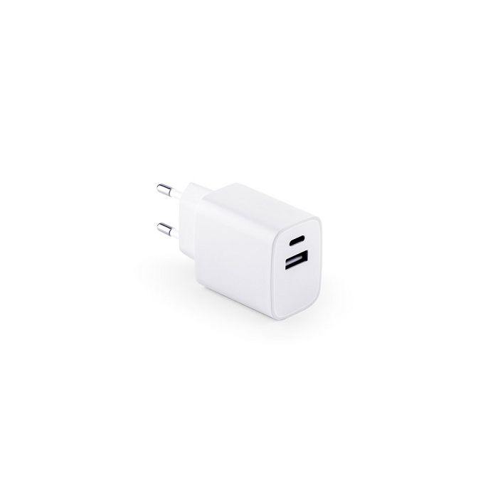  Adaptateur secteur avec port USB-A 18W et USB-C 20W en ABS recycl