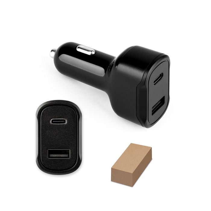  Adaptateur allume-cigare avec port USB-A 18W et USB-C 20W en 100%
