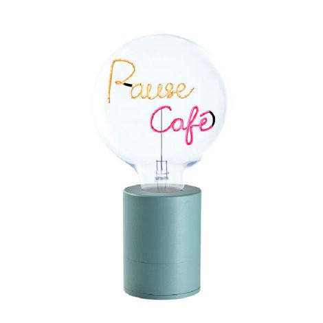 SOCLE LAMPE DE TABLE POP VERT + AMPOULE 2 MOTS MITB