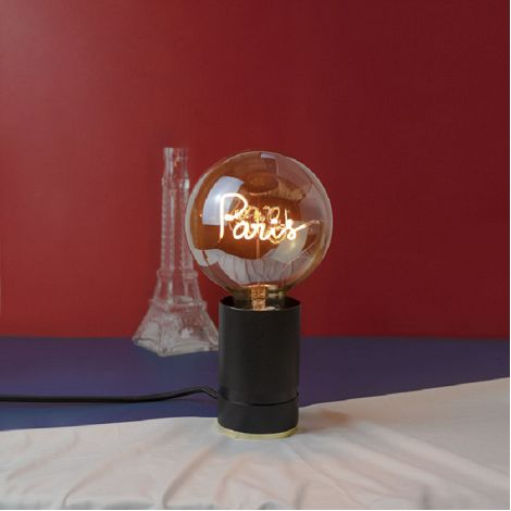 SOCLE LAMPE DE TABLE POP JAUNE + AMPOULE 1 MOT MITB