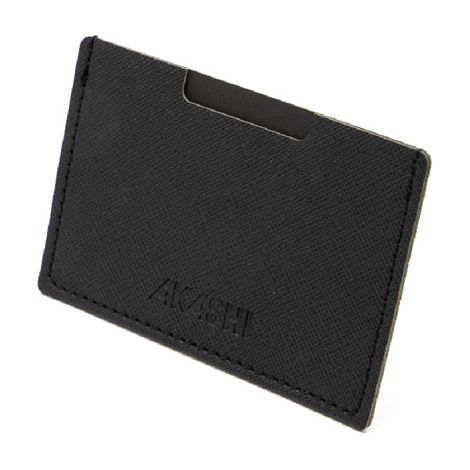 PORTE CARTE SIMPLE EN SIMILI-CUIR NOIR GRAINE