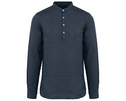 Chemise à col Mao délavée  en lin homme
