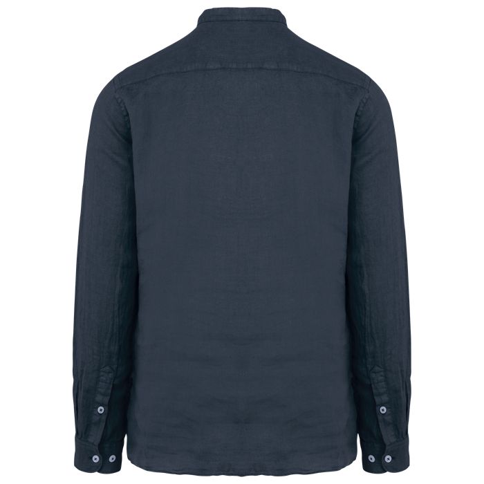  Chemise à col Mao délavée  en lin homme