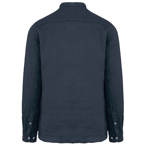 Chemise à col Mao délavée en lin homme