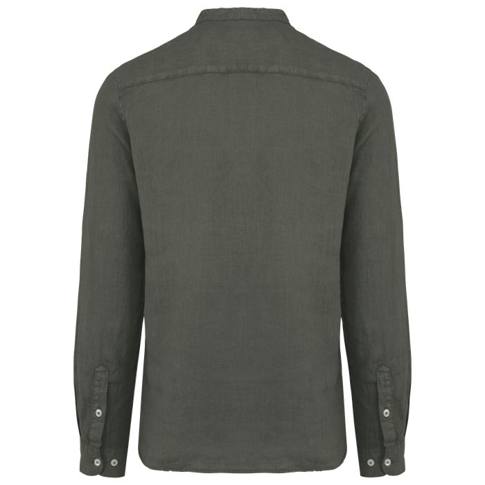  Chemise à col Mao délavée  en lin homme