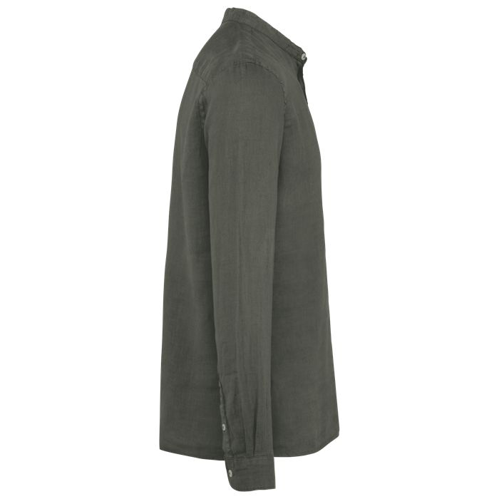  Chemise à col Mao délavée  en lin homme