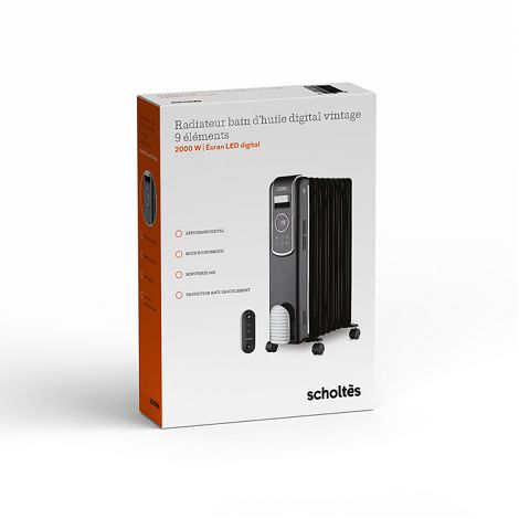 Radiateur bain huile Digital Vintage - Noir