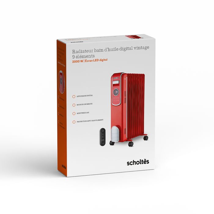  Radiateur bain huile Digital Vintage - Rouge