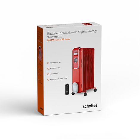 Radiateur bain huile Digital Vintage - Rouge