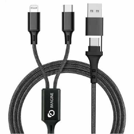 RENKEI - CÂBLE DE CHARGE 4 EN 1 20W EN MATÉRIAUX RECYCLÉS - NOIR