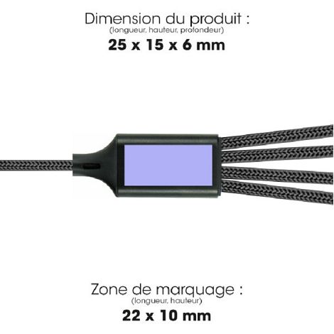 RENKEI - CÂBLE DE CHARGE 4 EN 1 20W EN MATÉRIAUX RECYCLÉS - NOIR