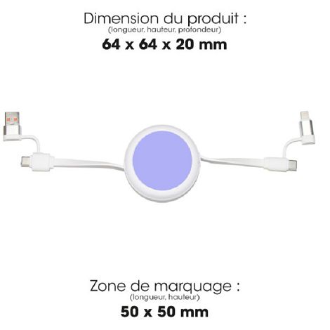 ANWA - CÂBLE DÉROULEUR 4 EN 1 À CHARGE RAPIDE 20W EN MATÉRIAUX RE