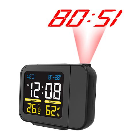  Station météo avec projection de l’heure - Noir