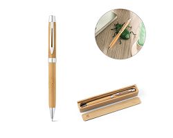 Stylo à bille en bambou avec clip et mécanisme twist