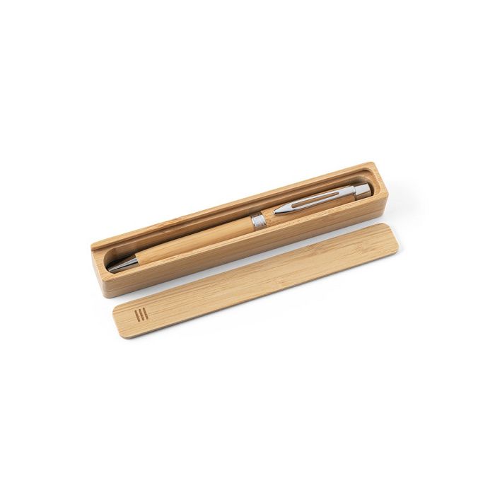  Stylo à bille en bambou avec clip et mécanisme twist