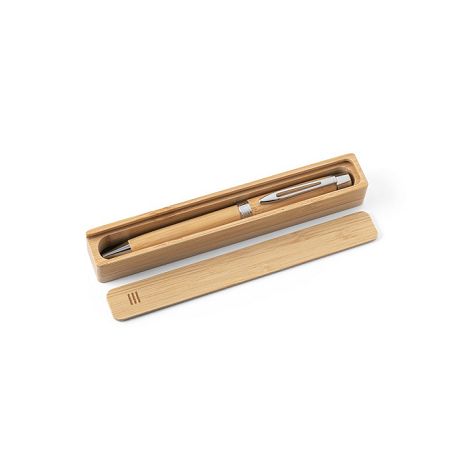  Stylo à bille en bambou avec clip et mécanisme twist