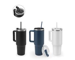 Grand gobelet de voyage en acier inoxydable (91% recyclé) avec do