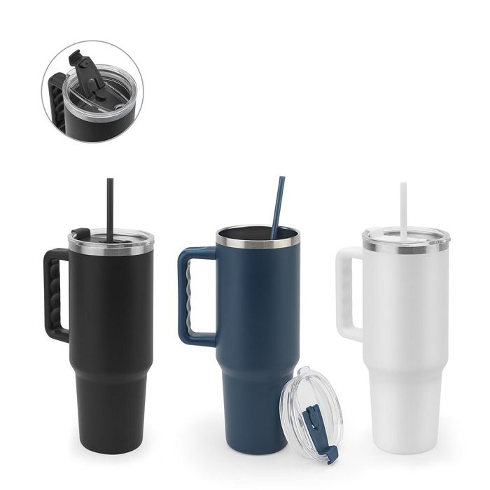  Grand gobelet de voyage en acier inoxydable (91% recyclé) avec do