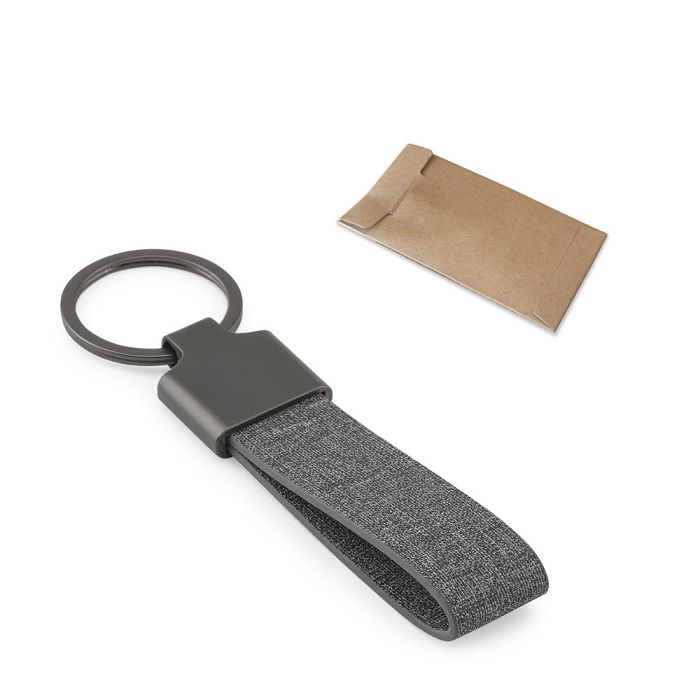  Porte-clés de forme rectangulaire en métal et pet recyclé (30% re