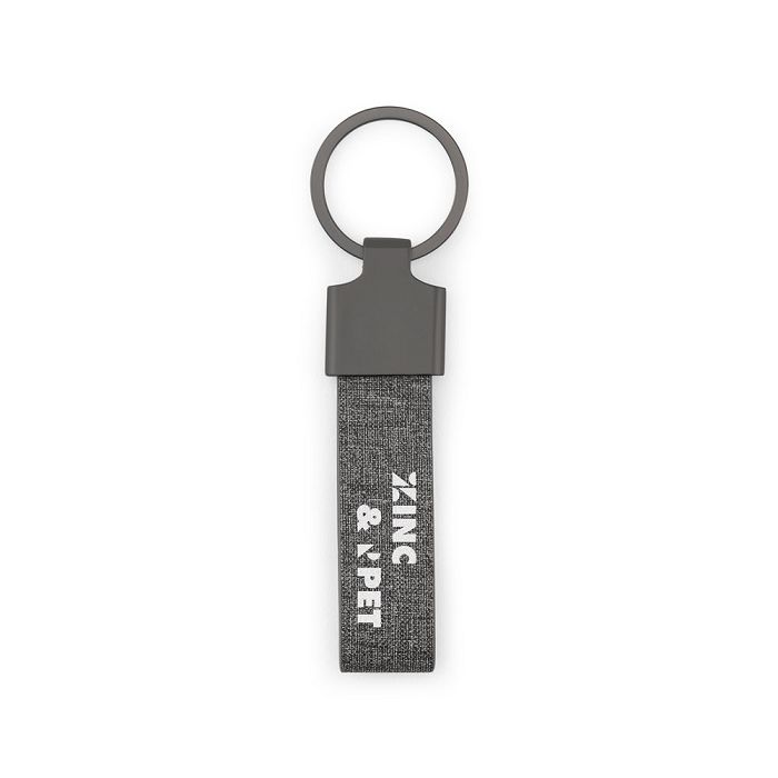  Porte-clés de forme rectangulaire en métal et pet recyclé (30% re