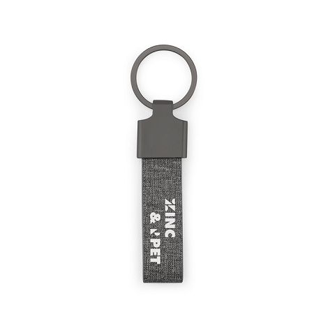  Porte-clés de forme rectangulaire en métal et pet recyclé (30% re