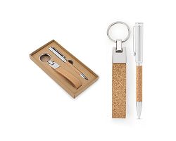 Set composé d'un stylo à bille et d'un porte-clés, tous deux en m