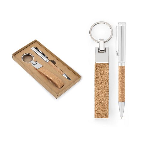 Set composé d'un stylo à bille et d'un porte-clés, tous deux en m