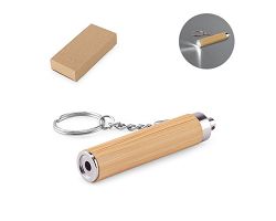 Bamboo and ABS key ring with LED torch