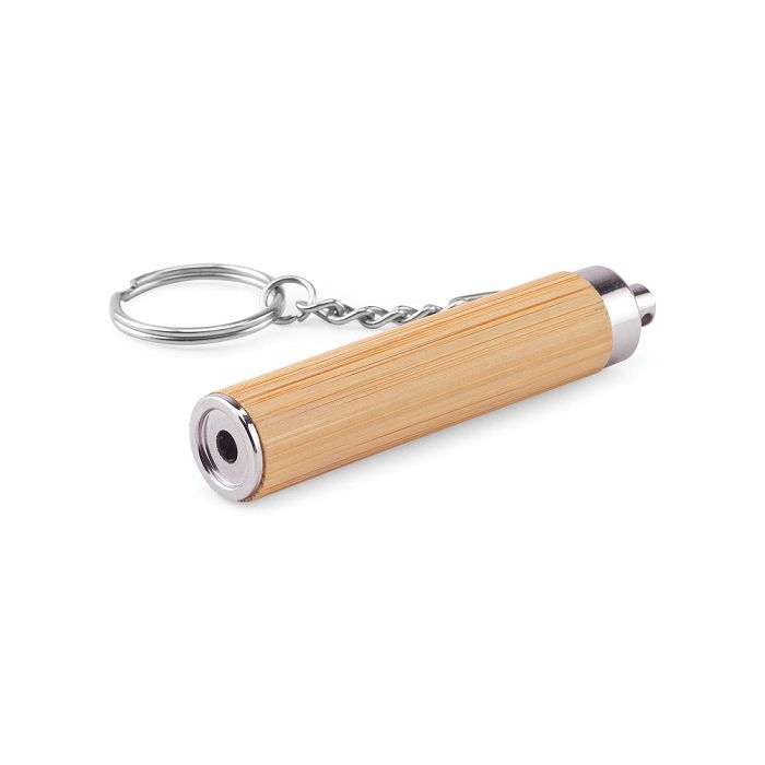  Bamboo and ABS key ring with LED torch