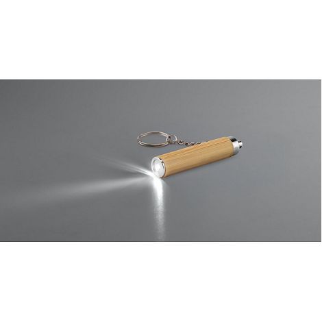 Bamboo and ABS key ring with LED torch