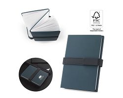 Bloc-notes A5 en PU (50% recyclé) avec deux blocs : pages lignées