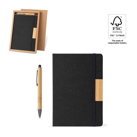  Set composé d'un bloc-notes A5 à couverture rigide et d'un stylo 