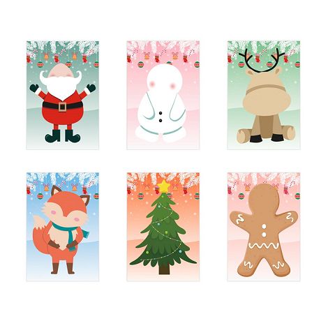Set de six feuilles avec figurines de Noël et 3 feuilles d'autoco