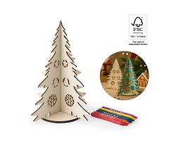 Arbre de Noël en bois pliable à colorier