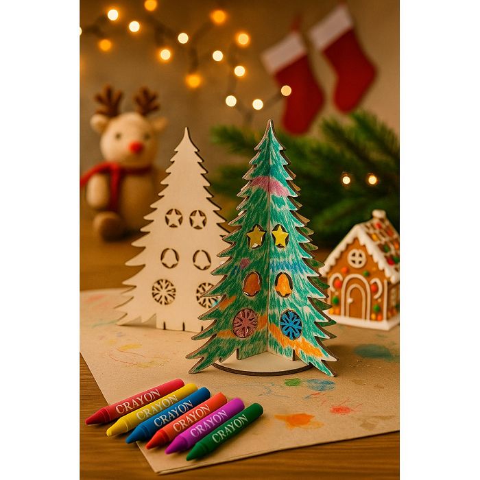  Arbre de Noël en bois pliable à colorier