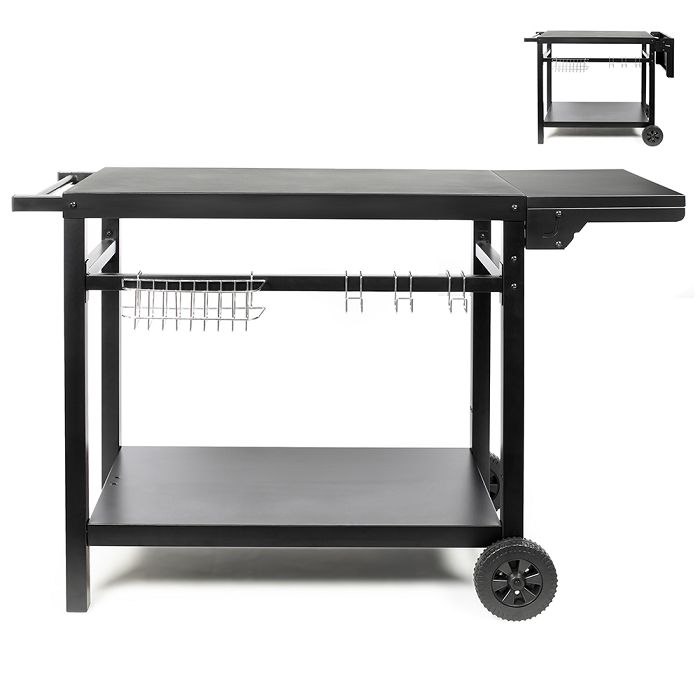  Desserte pour plancha avec tablette rabattable - Noir
