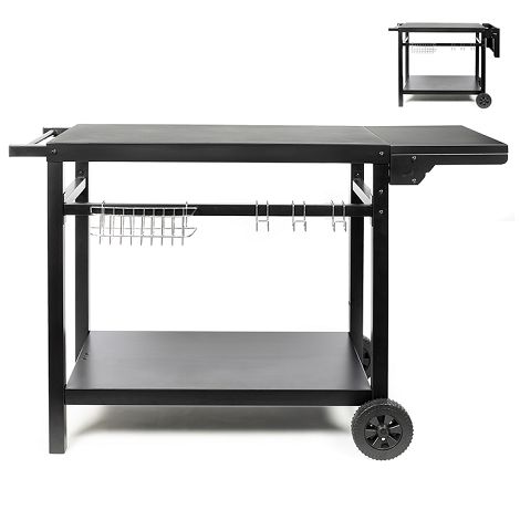 Desserte pour plancha avec tablette rabattable - Noir