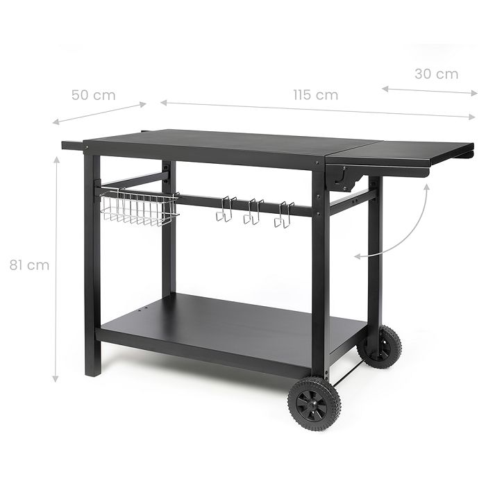  Desserte pour plancha avec tablette rabattable - Noir