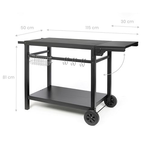 Desserte pour plancha avec tablette rabattable - Noir