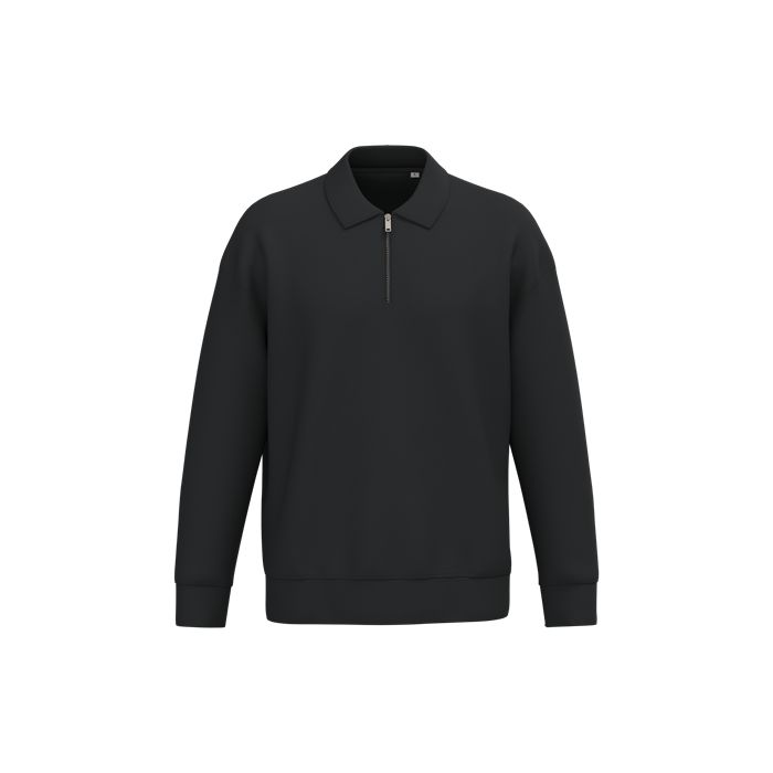  Sweat-shirt écoresponsable quart zip col polo à épaules tombantes