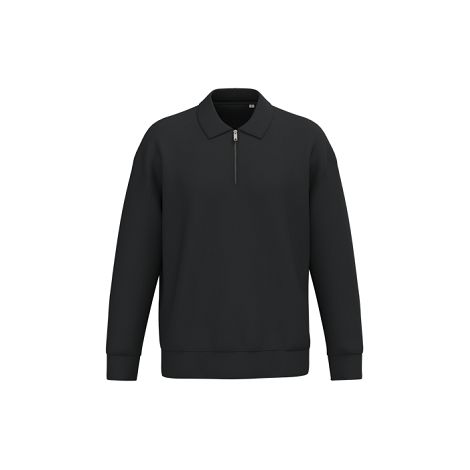  Sweat-shirt écoresponsable quart zip col polo à épaules tombantes