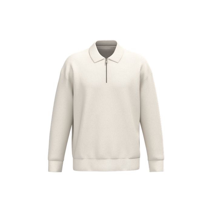  Sweat-shirt écoresponsable quart zip col polo à épaules tombantes