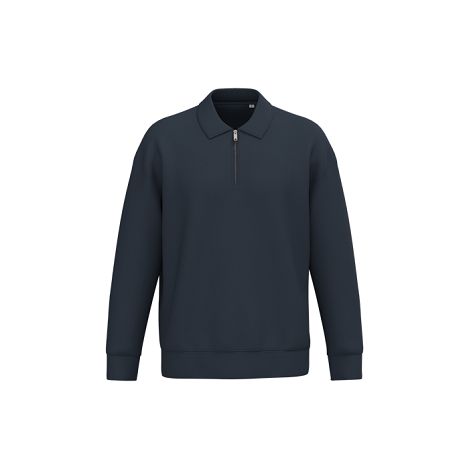  Sweat-shirt écoresponsable quart zip col polo à épaules tombantes